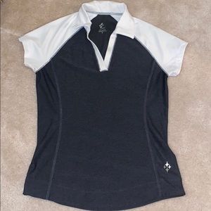 JoFit grey/white shirt sleeve polo size small